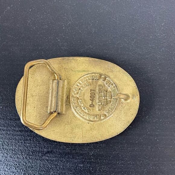 EXCELLENT VTG 1976 BRASS MENS BELT BUCKLE, CLIPPER SHIP - REGISTERED COLLECTION - Picture 4 of 5